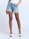 L Agence Womens Distressed Mid Rise Denim Shorts In Blue