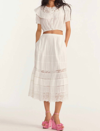 Loveshackfancy Quill Midi Skirt In White