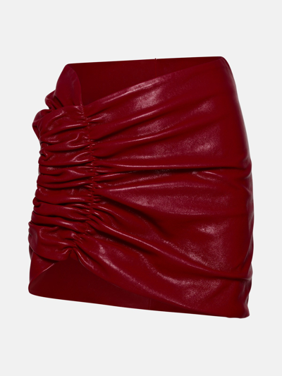 The Mannei Wishaw Black Leather Skirt In Red