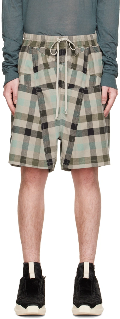 Rick Owens Penta Plaid-check Bermuda Shorts In 08p Pearl Plaid 08p