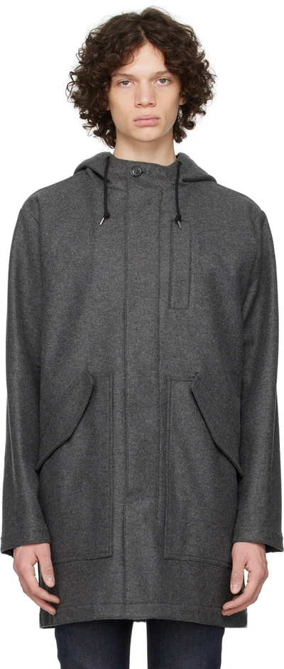 Apc Grey Mathieu Coat In Pld - Heather Dark Grey
