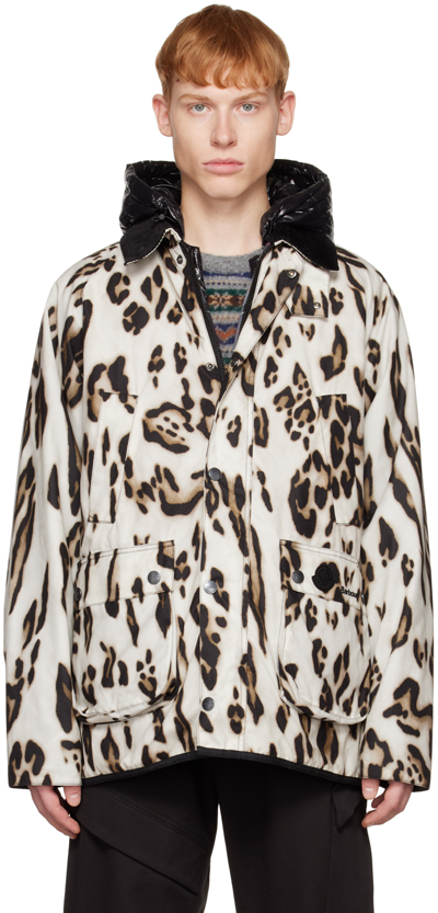 Moncler Genius Barbour 1952 Leopard-print Shell Hooded Down Jacket In Multicolor
