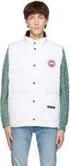 Canada Goose White Freestyle Crew Down Vest In White Grey