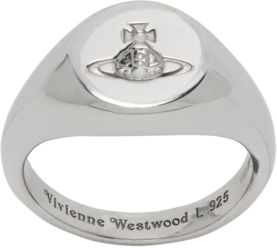 Vivienne Westwood Silver Sigillo Ring In W004 Rhodium