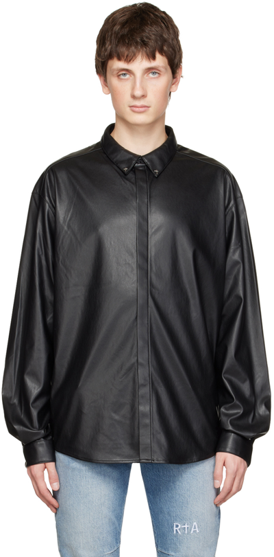 Rta Black Shay Faux-leather Shirt In Shiny Black