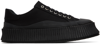 JIL SANDER BLACK CANVAS PLATFORM SNEAKERS