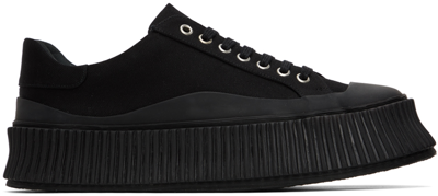 Jil Sander Oversize Sole Canvas Sneakers In Black