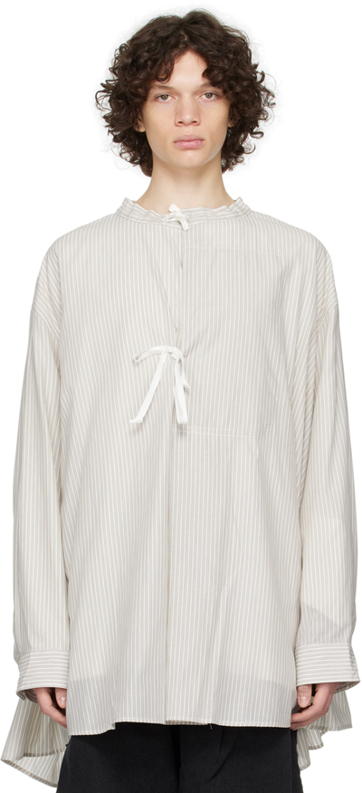 Hed Mayner Gray Striped Shirt In Cool Grey Pinstripe