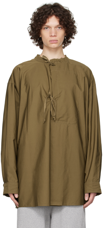 Hed Mayner Brown Pleated Shirt