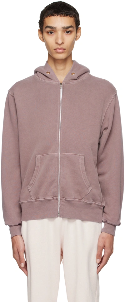 Les Tien Purple Cotton Hoodie In Washed Grease