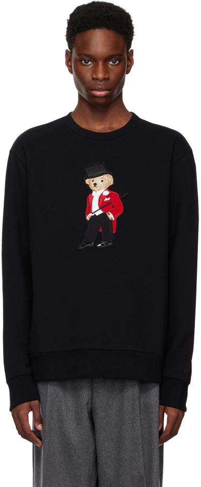 Ralph Lauren Purple Label Polo Bear Appliqué Sweatshirt In Classic Black
