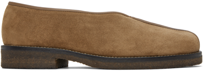 Lemaire Piped Suede Slip-on Shoes In Neutrals