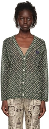 Needles Green V-neck Cardigan In B-clover