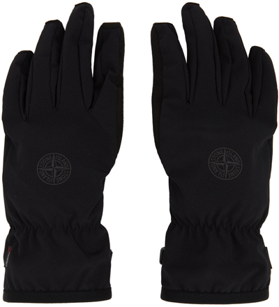 Stone Island Compass Patch Gloves In Black