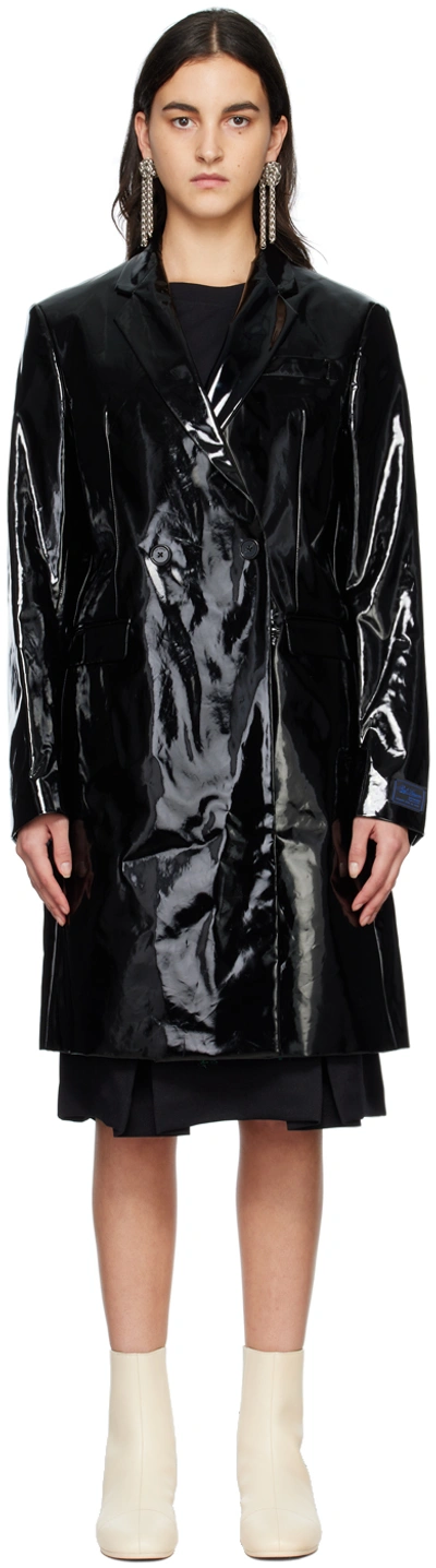 Raf Simons Black Classic Double Breasted Coat In 0099 Black