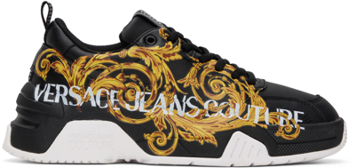 Versace Jeans Couture Black Logo Sneakers In E899 Black