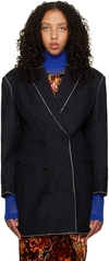 Dries Van Noten Navy Crystal-cut Blazer In 977 Dessin C