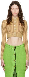 Cormio Cable-knit Cropped Cardigan In Yellow