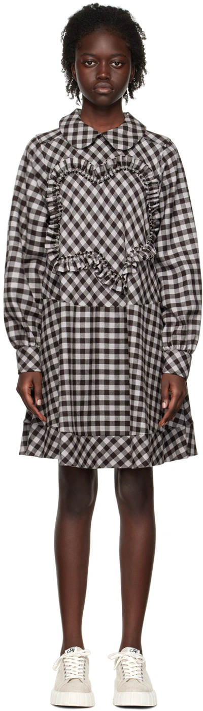 Kenzo Gingham-check Midi Dress In Misty Grey