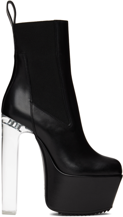 Rick Owens 180mm Heeled Leather Boots In Black