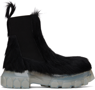 Rick Owens Hairy Chelsea Boots In Black