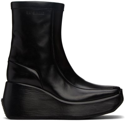 Raf Simons 85mm Leather Wedge Ankle Boots In Black