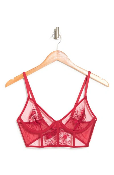 Thistle & Spire Thistle And Spire Verona Embroidered Longline Bralette In Crimson