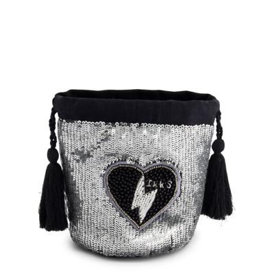 Ikks Kids' Branded Handbag In Sequin Silver