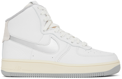 Nike White Air Force 1 Sculpt Sneakers In Summit White/silver-