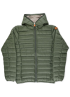Save The Duck Logo-patch Hooded Quilted Jacket In Thyme Green