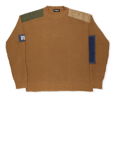 Dsquared2 Kids' Sweater With Patch In Brown Lion