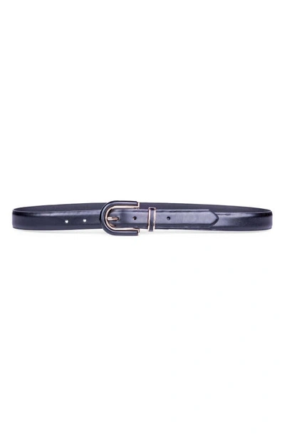 Linea Pelle Faux Leather Skinny Belt In Black