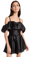 JONATHAN SIMKHAI ASTORIA DUCHESS SATIN OFF SHOULDER MINI DRESS