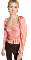 Ulla Johnson Mia Satin Bustier Peplum Blouse In Tuberose