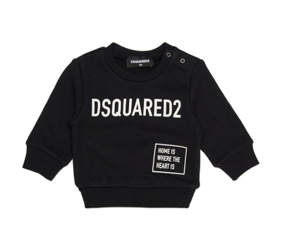 Dsquared2 Kids Logo Printed Crewneck Sweatshirt In Black