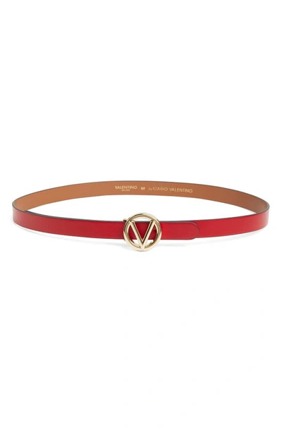 Valentino By Mario Valentino Baby Leather Belt In Red