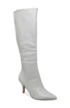 Chase & Chloe Chase And Chloe Pointed Toe Mid-calf Boot In White Pu