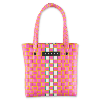 Marni Woven Basket Bag In Pink
