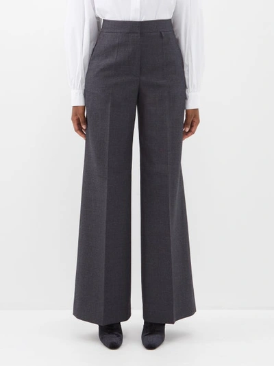 Givenchy High-rise Pressed-crease Wool Wide-leg Trousers In Grey
