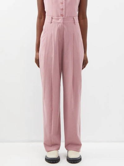 The Frankie Shop Pink Gelso Pleated Trousers