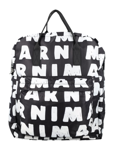 Marni Logo Zipped Backpack In Black