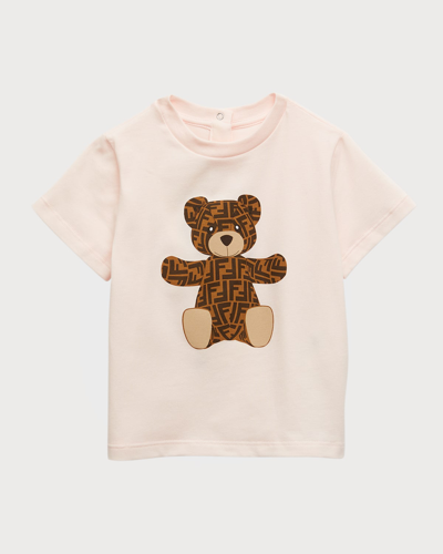 Fendi Kid's Monogram Bear T-shirt In Beige