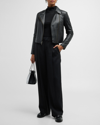 Vince Classic Leather Jacket In Black