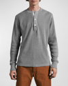 Rag & Bone Garment-dyed Waffle-knit Cotton Henley T-shirt In Hthrgry