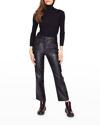 Blue Revival Faux Leather Straight Cropped Pants In Black