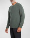 Vince Mélange Crewneck Wool Blend Sweater In Olive Field