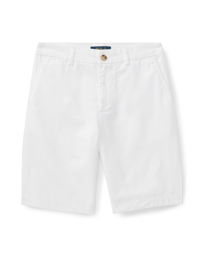 Ralph Lauren Kids' Boy's Logo Embroidered Flat Front Chino Shorts In White