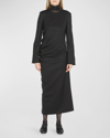 The Row Lucienne Ruched Maxi Dress In Black