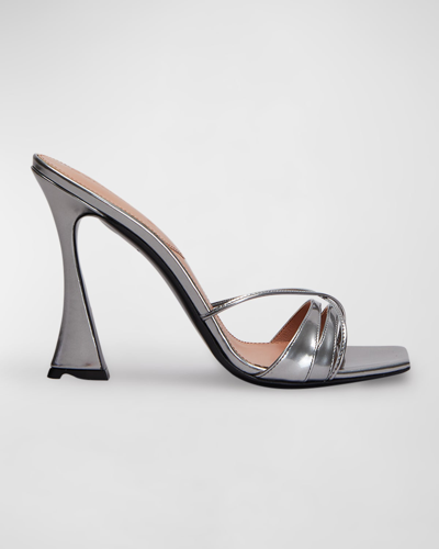 D’accori Lust Square-toe Crystal And Metallic-leather Mules In Silver