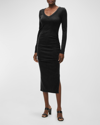 Michael Stars Nova Ultra-rib Midi Dress In Blk